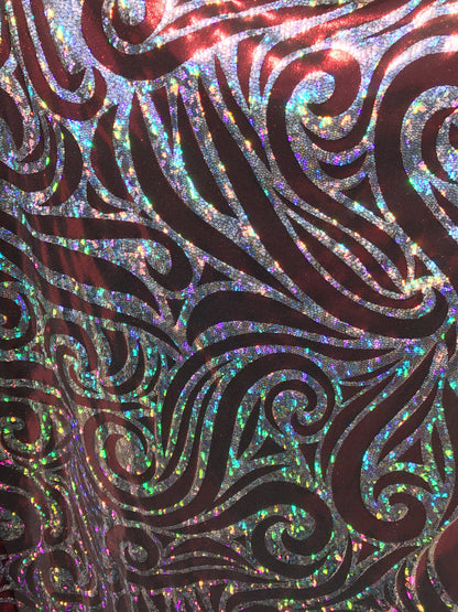 Nylon spandex Hologram metallic swirl design 4way stretch 58/60" Sold by the YD. Ships worldwide from Los Angeles California USA