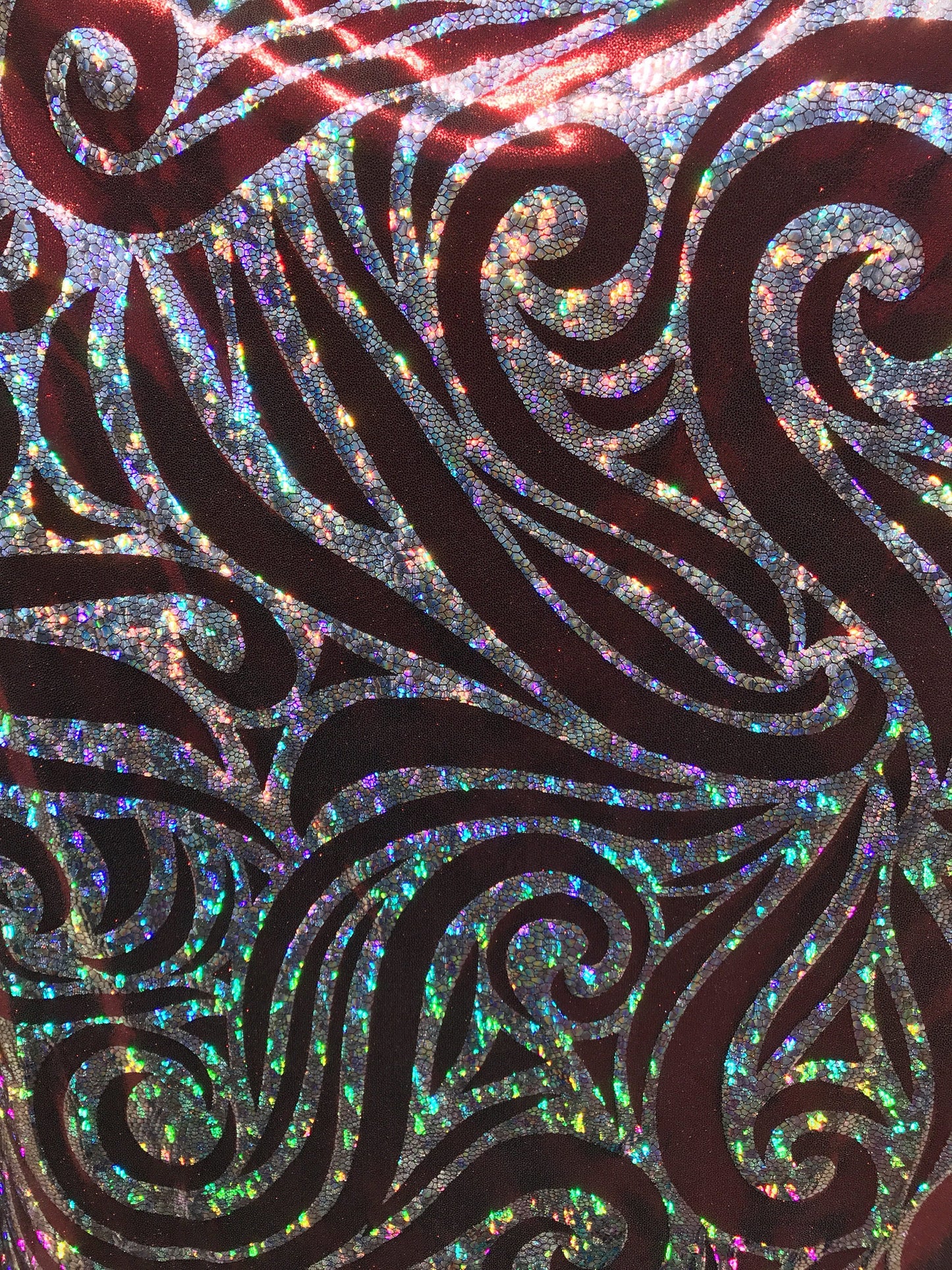 Nylon spandex Hologram metallic swirl design 4way stretch 58/60" Sold by the YD. Ships worldwide from Los Angeles California USA