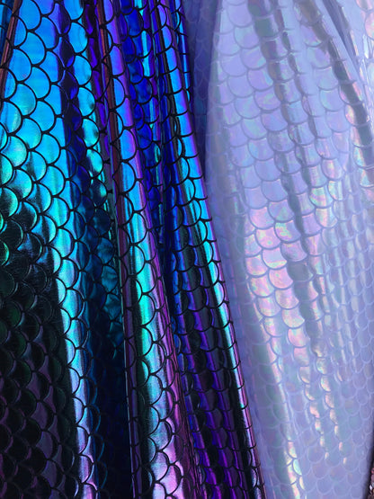 New iridescent mermaid fish Scales nylon spandex 4way Stretch 58/60" Sold by the YD. Ships worldwide from Los Angeles California USA.