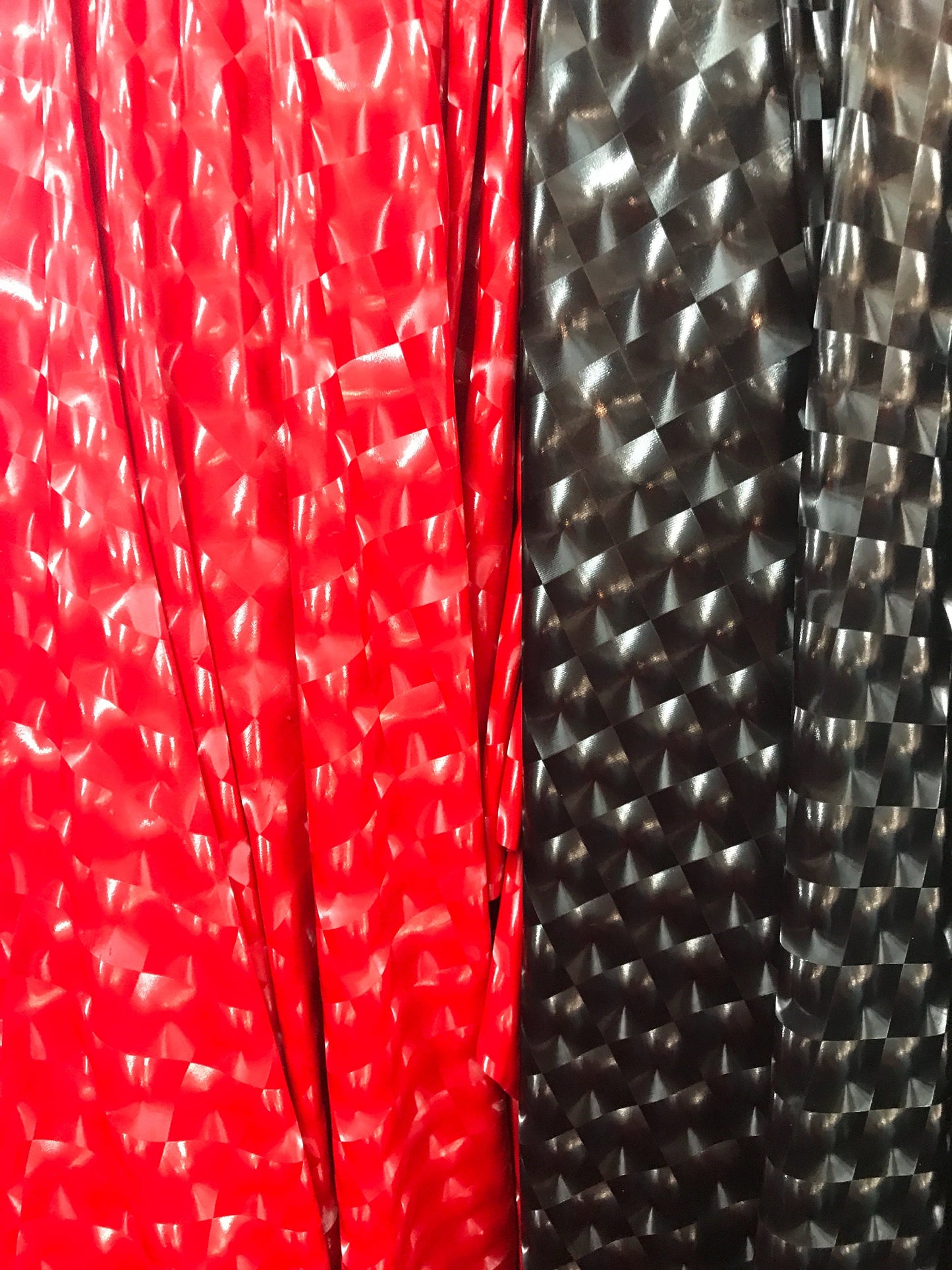 3D vinyl black and red 2way Stretch pvc 58/60" Sold by the YD. Ships worldwide from Los Angeles California USA.