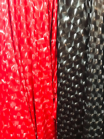 3D vinyl black and red 2way Stretch pvc 58/60" Sold by the YD. Ships worldwide from Los Angeles California USA.