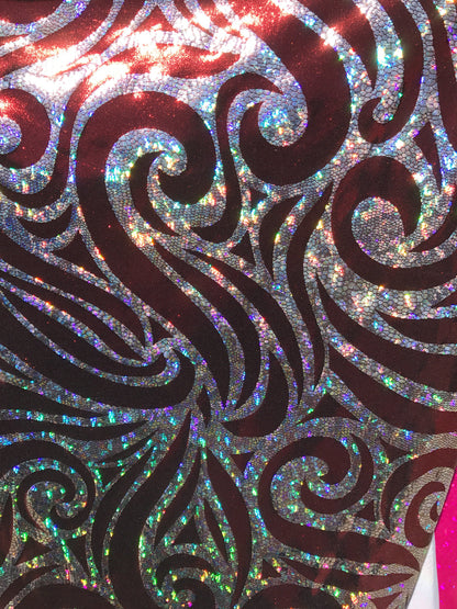 Nylon spandex Hologram metallic swirl design 4way stretch 58/60" Sold by the YD. Ships worldwide from Los Angeles California USA