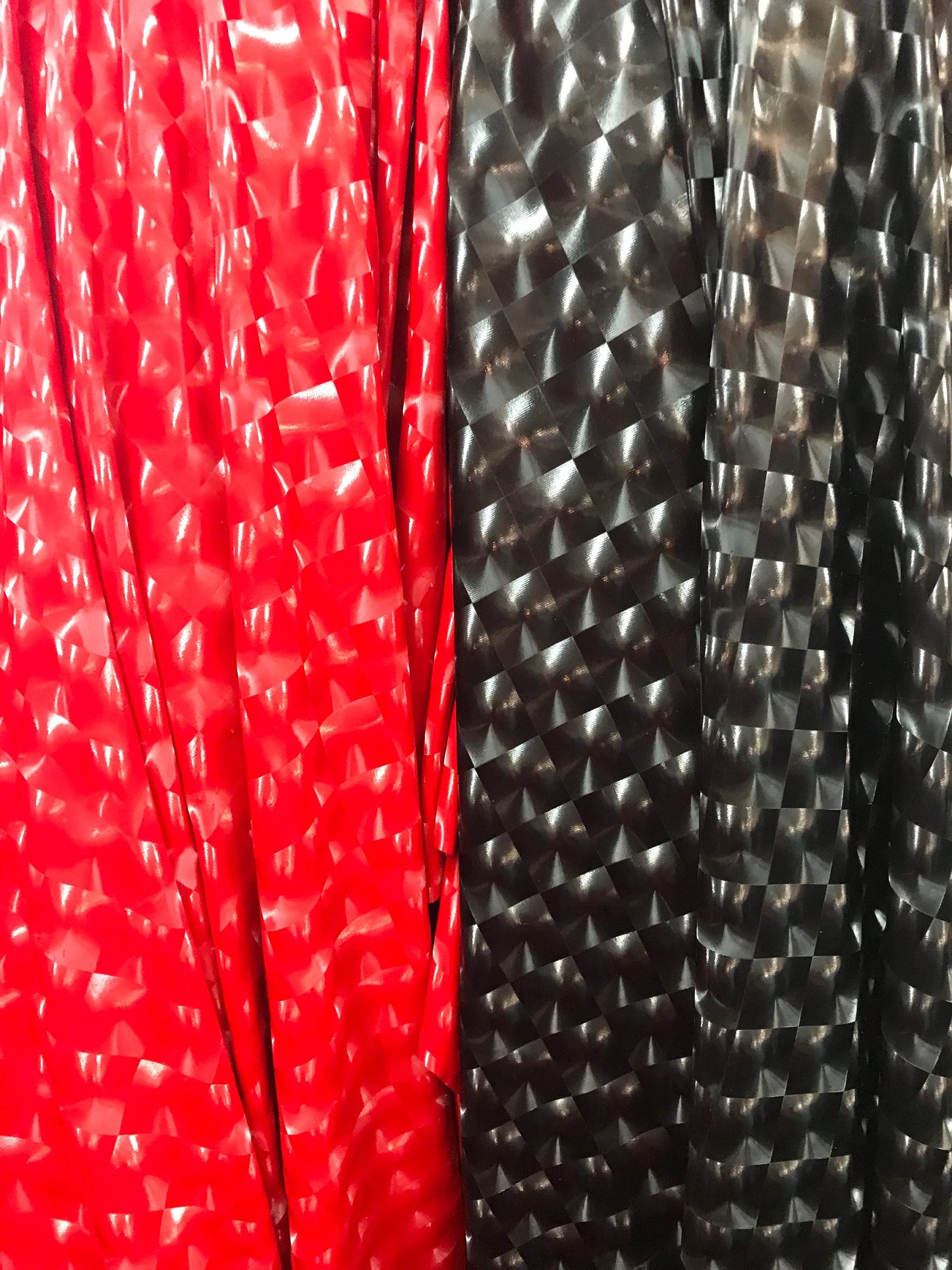 3D vinyl black and red 2way Stretch pvc 58/60" Sold by the YD. Ships worldwide from Los Angeles California USA.