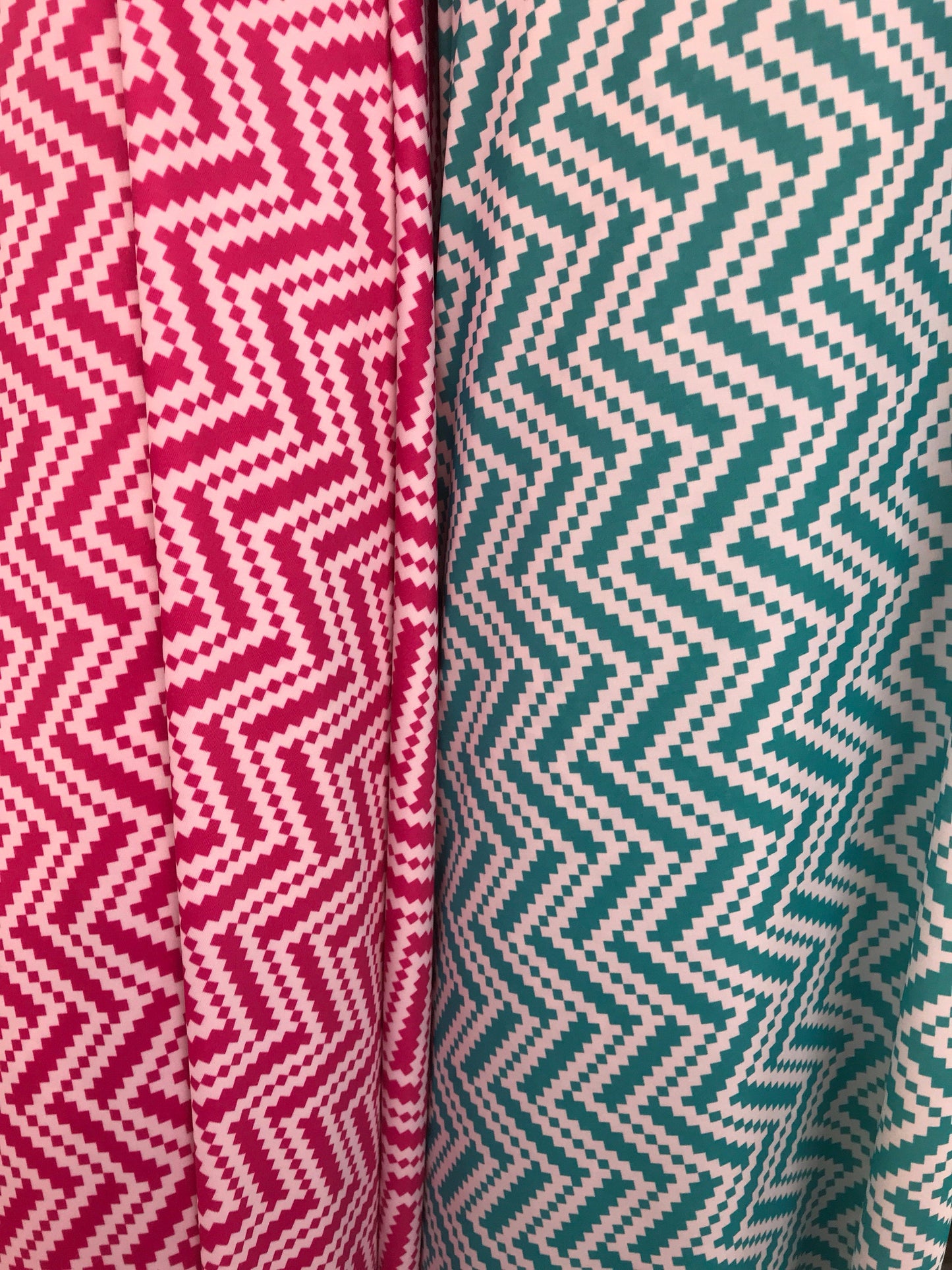 New chevron design on nylon spandex 4way stretch 58/60" Sold by fhe YD. Ships worldwide from Los Angeles California USA.