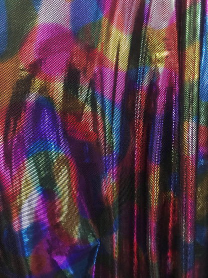 Camouflage multicolor metallic nylon spandex 4way stretch 58/60" Sold by the YD. Ships worldwide from Los Angeles California USA