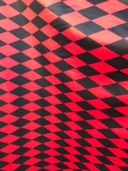 New Diamond Harlequin design black/red nylon spandex 4way stretch 58/60" Sold by the YD. Ships worldwide from Los Angeles California USA
