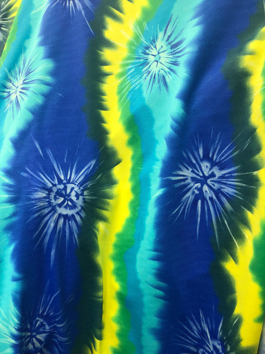 Tie dye design nylon spandex 4way Stretch multicolor 58/60" Sold by the YD. Ships worldwide from Los Angeles California USA