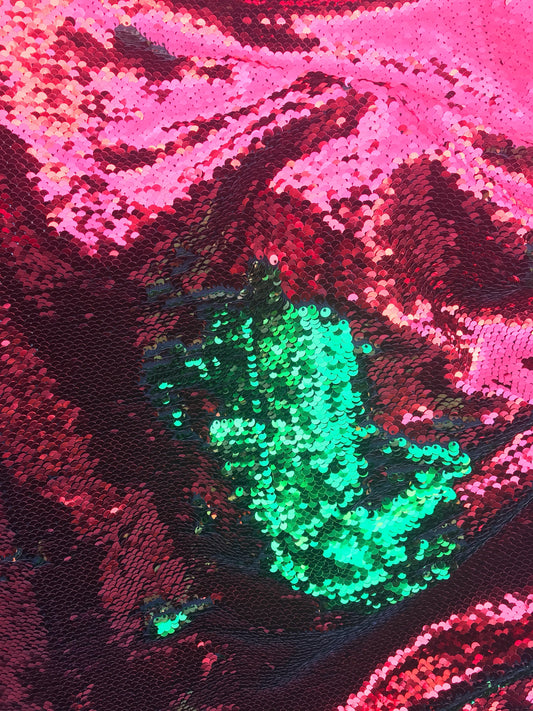 New flip up reversible sequins doble face sequins in spandex base 2way stretch 58/60" Sold by the YD. Ships worldwide from Los Angeles CA