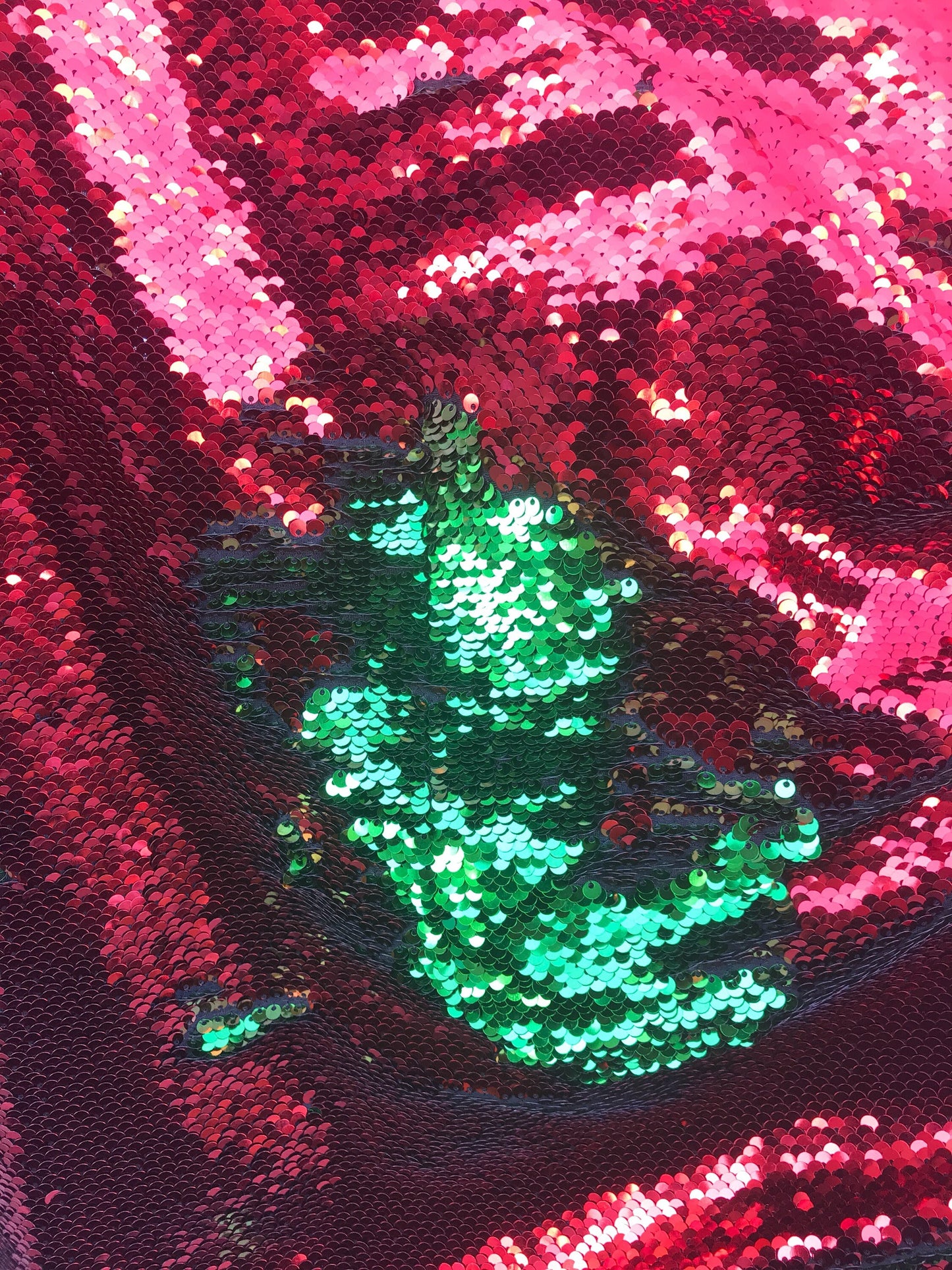 New flip up reversible sequins doble face sequins in spandex base 2way stretch 58/60" Sold by the YD. Ships worldwide from Los Angeles CA