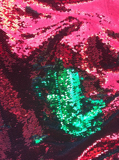 New flip up reversible sequins doble face sequins in spandex base 2way stretch 58/60" Sold by the YD. Ships worldwide from Los Angeles CA