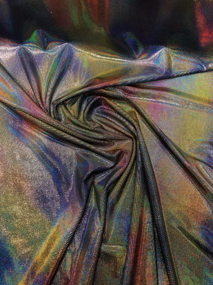New iridescent lava foil on stretch velvet 4way Stretch 58/60" Sold by the YD. Ships worldwide from Los Angeles California USA.
