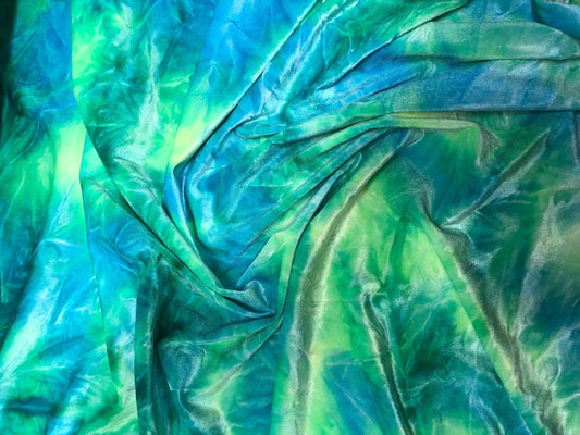 New Tie dye Stretch velvet heavy quality 4way Stretch 58/60" Sold by the YD. Ships worldwide from Los Angeles California USA.