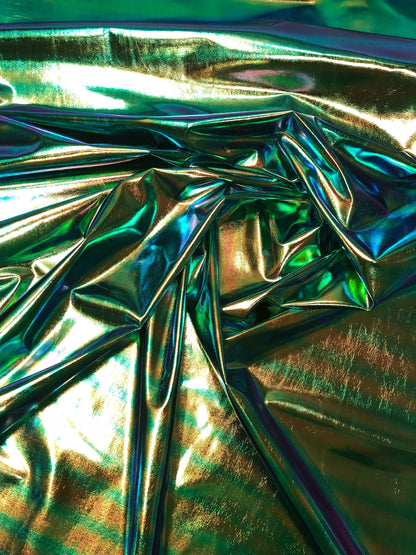 New iridescent foil blue/green all over foil 4way Stretch 58/60" Sold bybthe YD. Ships worldwide from Los Angeles California USA.