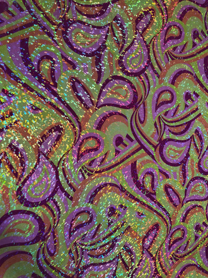 New hologram metallic w/charming foil nylon spandex 4way Stretch 58/60" Sold by the YD. Ships worldwide from Los Angeles California USA.