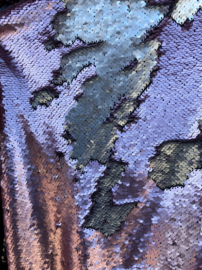 Flip up sequins reversible sequins 2 tone  it comes on spandex base 2way Stretch 58/60" Sold by the YD. Ships worldwide from Los Ángeles CA