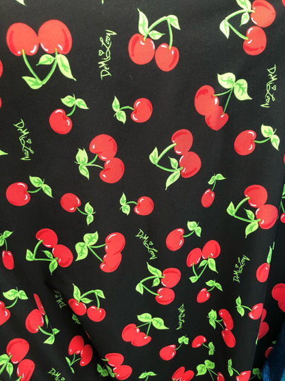 New cherry design nylon spandex fabric 4way stretch 58/60" Sold by the YD. Ships worldwide from Los Ángeles California USA.