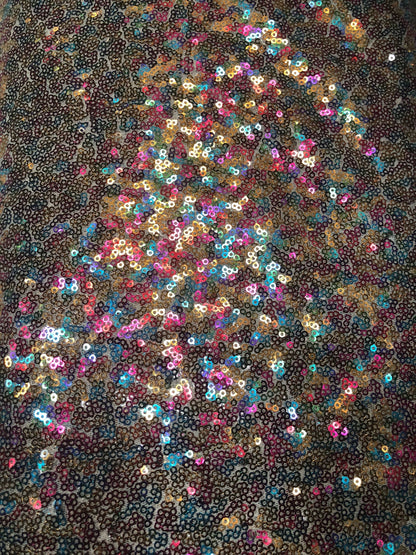 New rainbow mini glitz sequins on stretch mesh base 55/56" 2way Stretch Sold by the YD. Ships worldwide from Los Ángeles California USA.