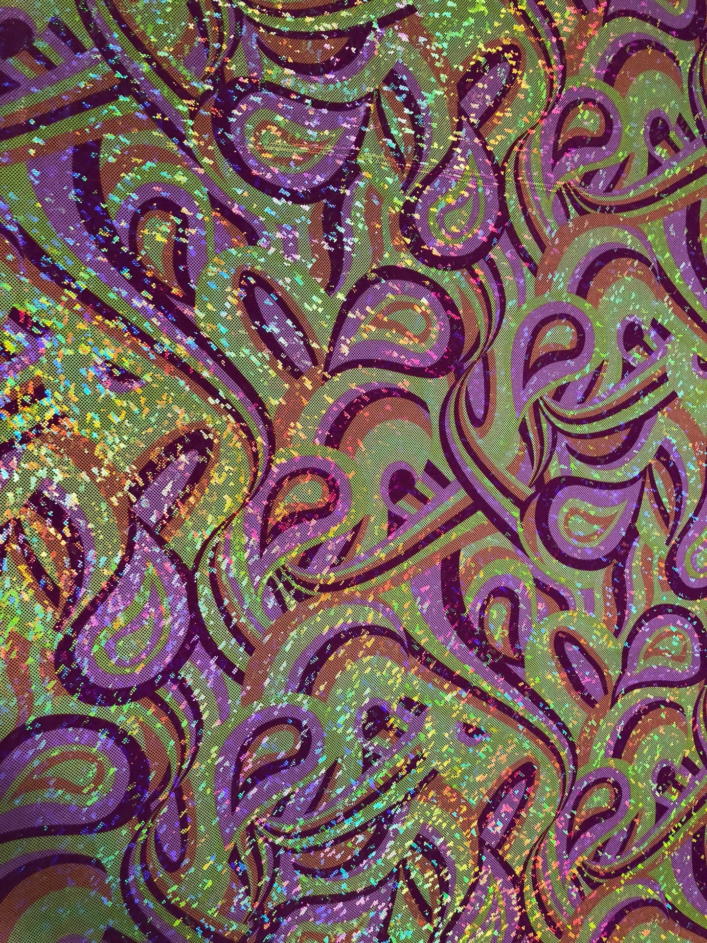 New hologram metallic w/charming foil nylon spandex 4way Stretch 58/60" Sold by the YD. Ships worldwide from Los Angeles California USA.