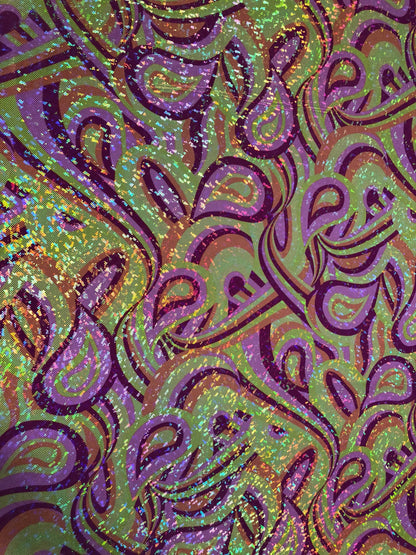 New hologram metallic w/charming foil nylon spandex 4way Stretch 58/60" Sold by the YD. Ships worldwide from Los Angeles California USA.