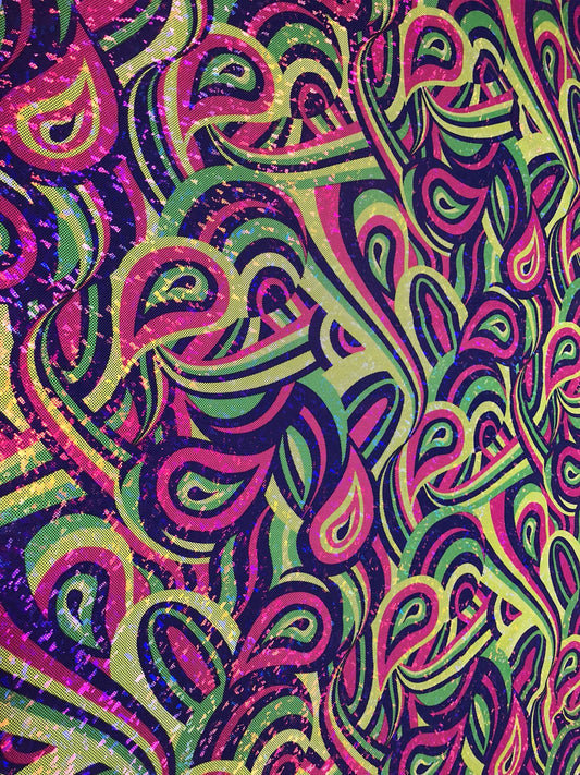 New hologram metallic w/charming foil nylon spandex 4way Stretch 58/60" Sold by the YD. Ships worldwide from Los Angeles California USA.