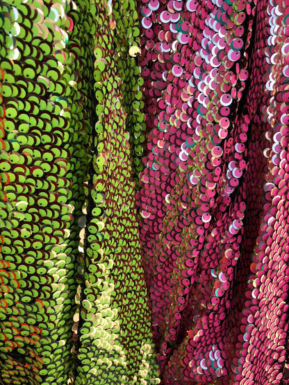 New mermaid 2tone sequins on 2way stretch mesh base 58/60" Sold by the YD. Ships worldwide from Los Ángeles California USA