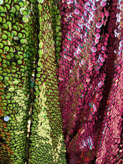New mermaid 2tone sequins on 2way stretch mesh base 58/60" Sold by the YD. Ships worldwide from Los Ángeles California USA