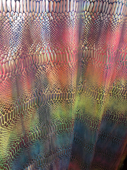 New rainbow hologram nylon spandex crocodile design 4way Stretch 58/60" Sold by the YD. Ships worldwide from Los Angeles California USA