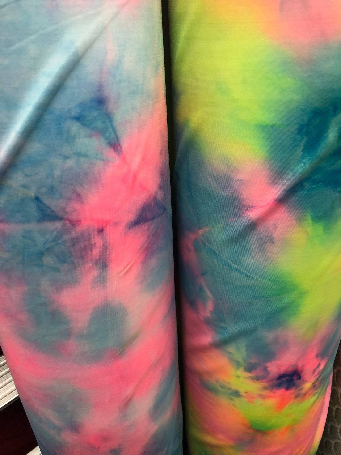 New print tie dye Stretch nylon spandex 4way Stretch 58/60" Sold by the YD. Ships worldwide from Los Angeles California USA