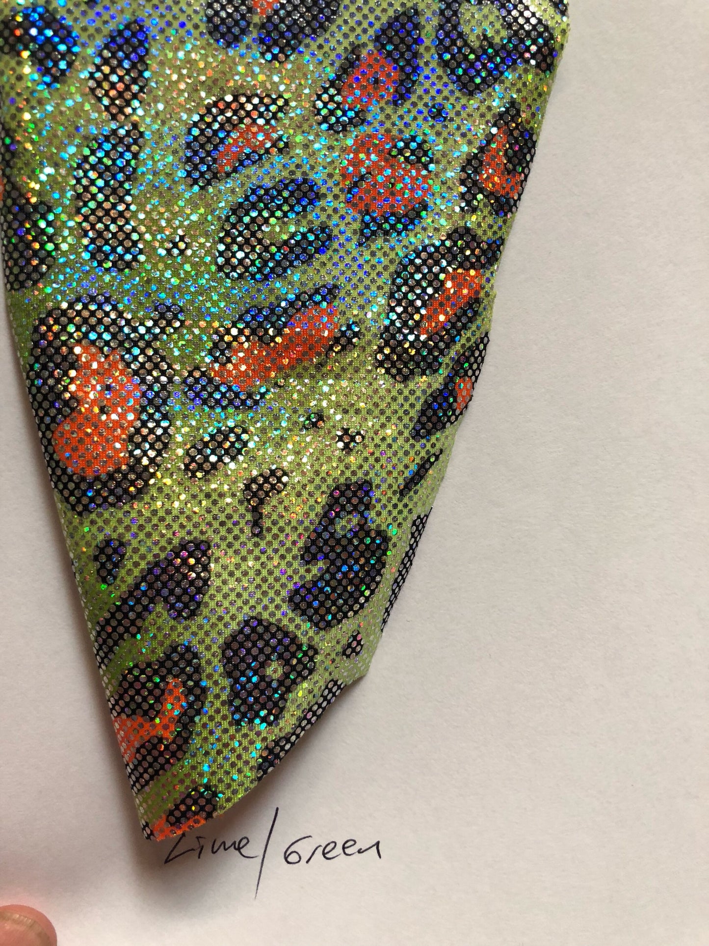 Nylon spandex leopard design Hologram foil all over on nylon spandex 4way Stretch 58/60" Sold by the YD. Ships worldwide from Los Angeles CA