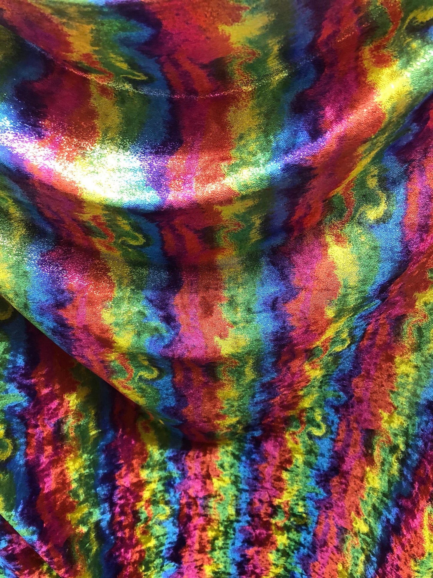 New stretch velvet multicolor with foggy foil all over 4way strech 58/60" Sold by the YD. Ships worldwide from Los Angeles California USA