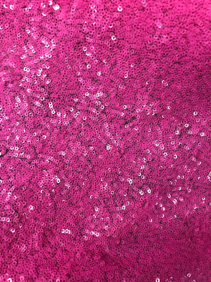 New mini glitz sequins on stretch mesh bubblegum pink 2way stretch 55/57" Sold by the YD. Ships worldwide from Los Angeles California USA.