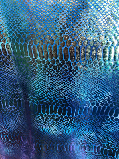 New iridescent metallic nylon spandex dragon design 4way stretch 58/60" Sold by the YD. Ships worldwide from Los Angeles California USA.