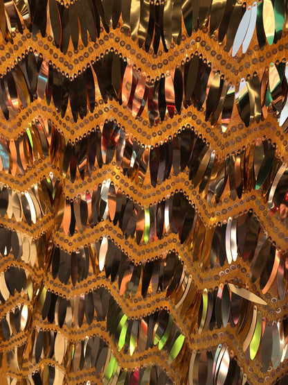 New sequins zig zag design on stretch mesh base 2way stretch 58/60" Sold by the YD. Ship worldwide from Los Angeles California USA.