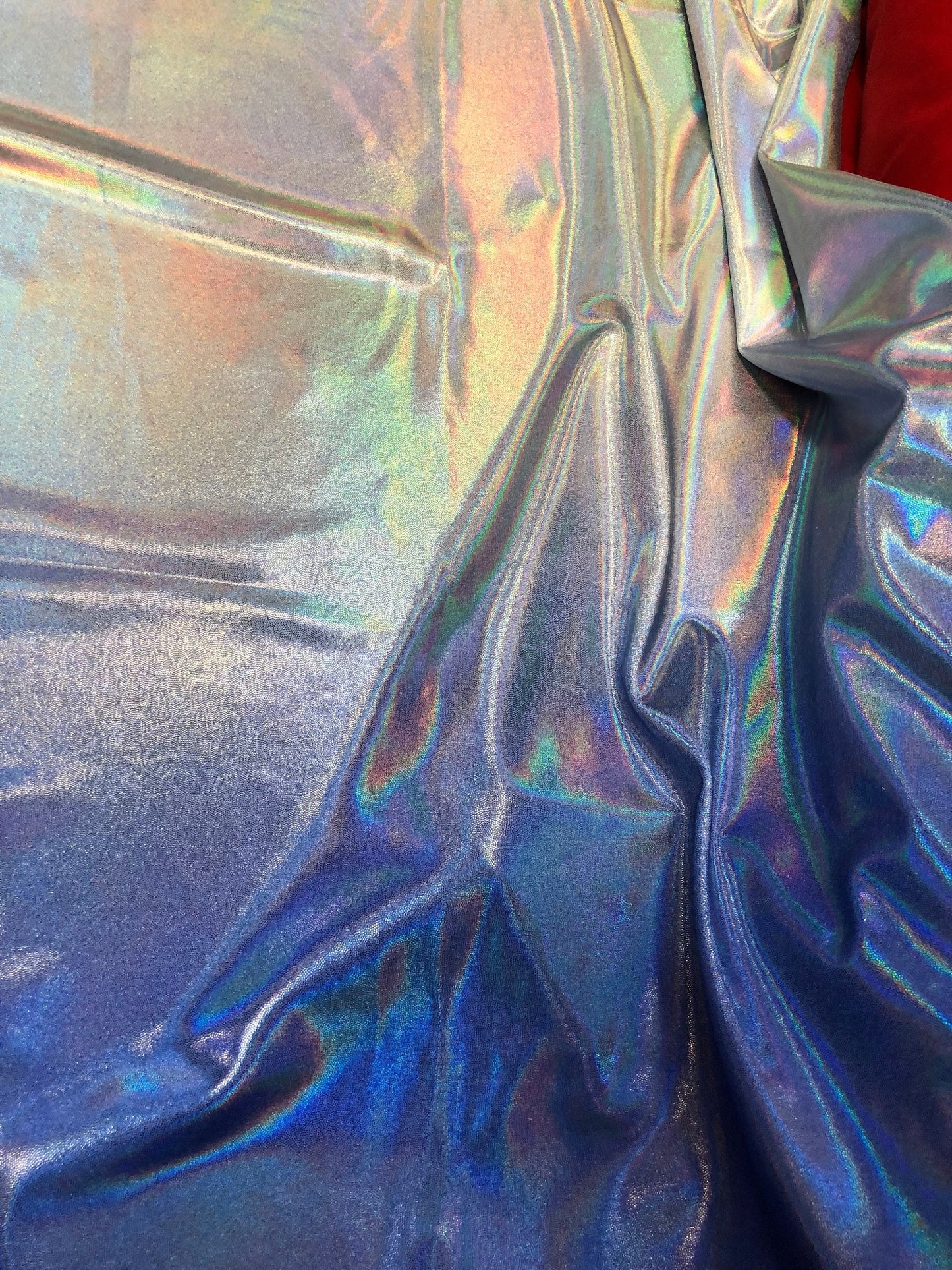 New iridescent metallic Ombré design two tone hologram foil 4way stretch 58/60" Sold by the YD. Ships worldwide from Los Angeles CA USA.