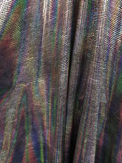 New stretch shining vinyl animal print black/silver 58/60" Sold by the YD. Ships worldwide from Los Angeles California USA.