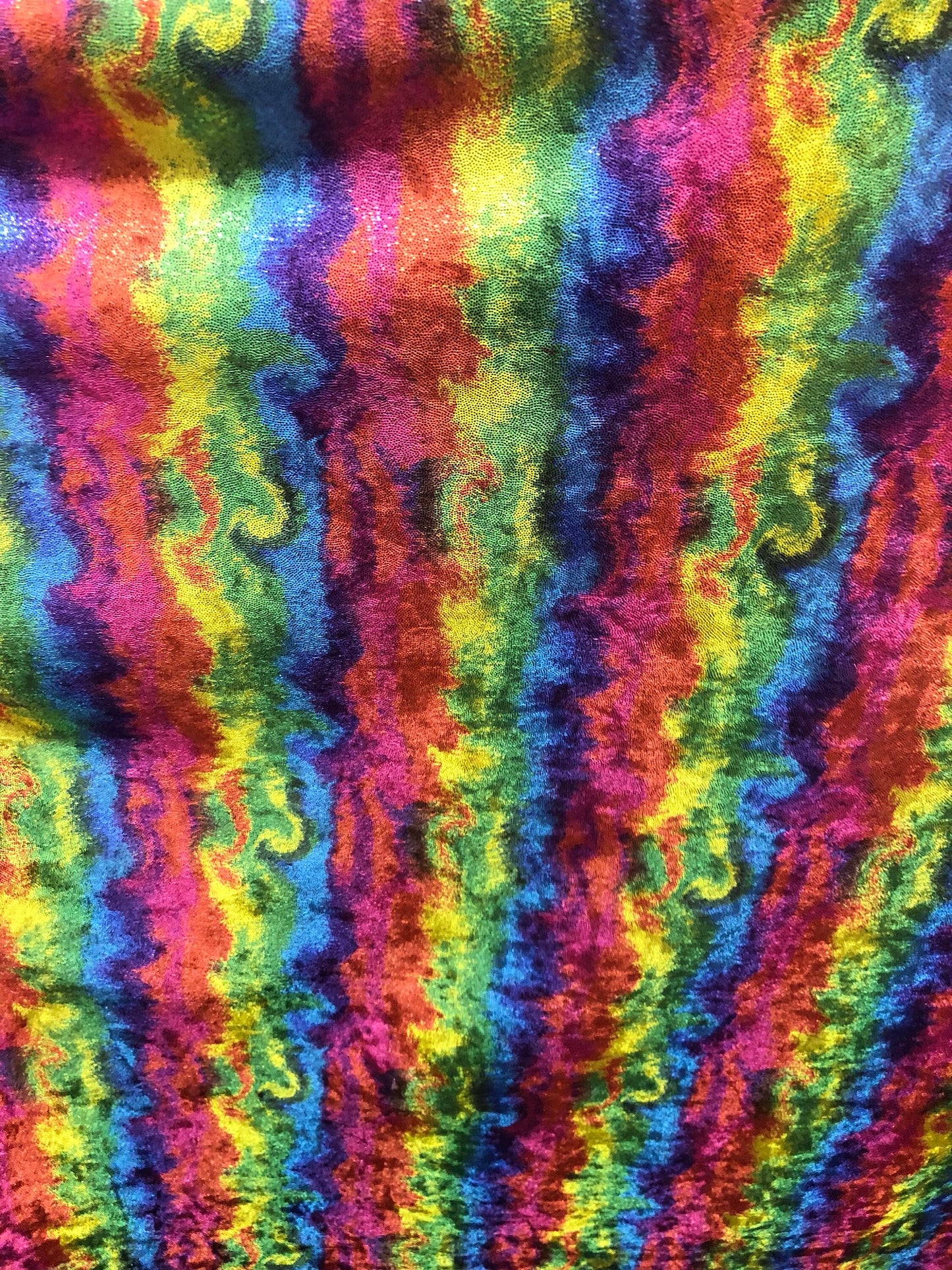 New stretch velvet multicolor with foggy foil all over 4way strech 58/60" Sold by the YD. Ships worldwide from Los Angeles California USA
