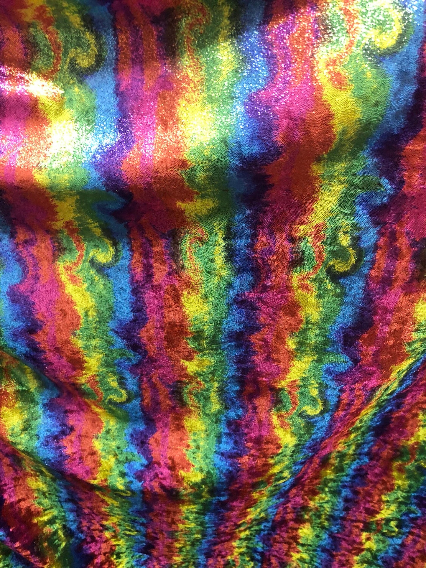 New stretch velvet multicolor with foggy foil all over 4way strech 58/60" Sold by the YD. Ships worldwide from Los Angeles California USA