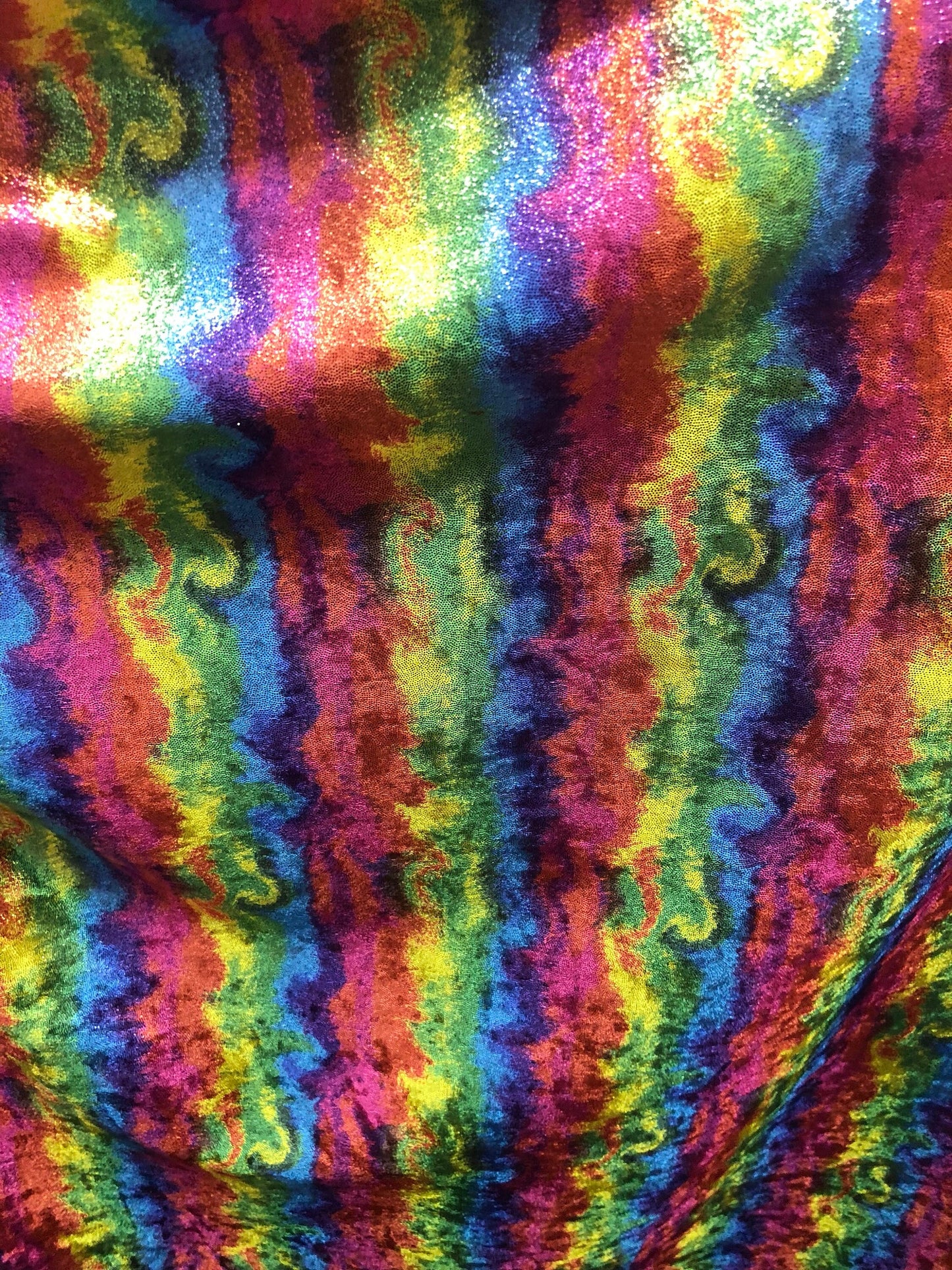 New stretch velvet multicolor with foggy foil all over 4way strech 58/60" Sold by the YD. Ships worldwide from Los Angeles California USA
