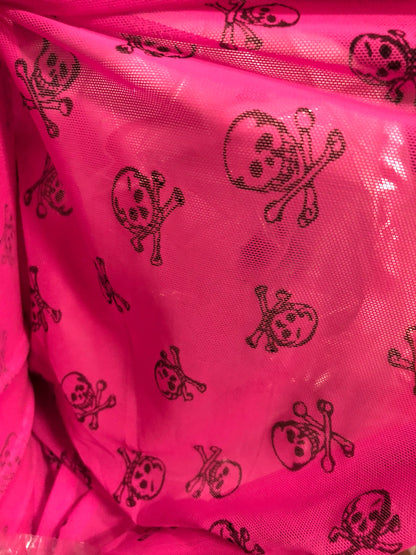 New power mesh skull desin 4 way stretch 58/60" Sold by the YD. Ships worldwide from Los Angeles California USA.