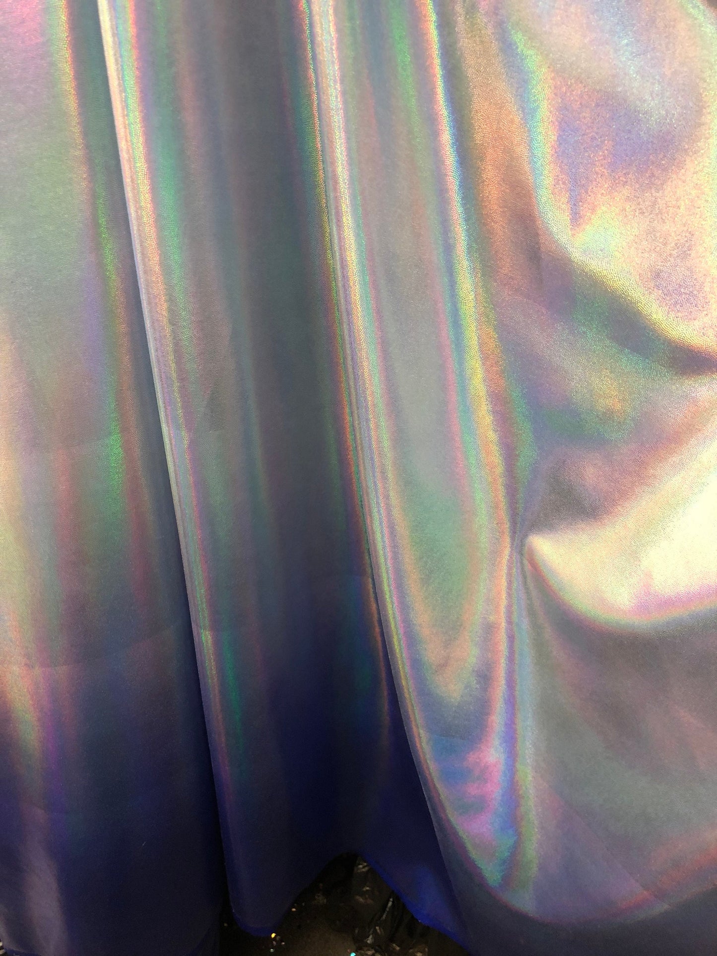 New iridescent metallic Ombré design two tone hologram foil 4way stretch 58/60" Sold by the YD. Ships worldwide from Los Angeles CA USA.