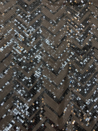 Mesh with viva sequins chevron design  blush/silver 2way stretch 52/54" Sold by the YD. Ships worldwide from Los Angeles California USA.