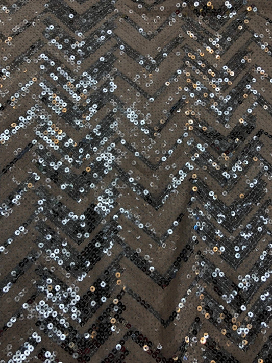 Mesh with viva sequins chevron design  blush/silver 2way stretch 52/54" Sold by the YD. Ships worldwide from Los Angeles California USA.