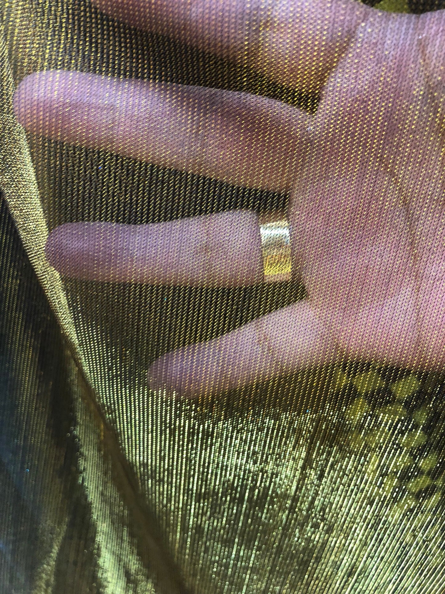 Metallic mesh black gold 4way stretch 58/60" Sold by the YD. Ships worldwide from Los Angeles California USA.
