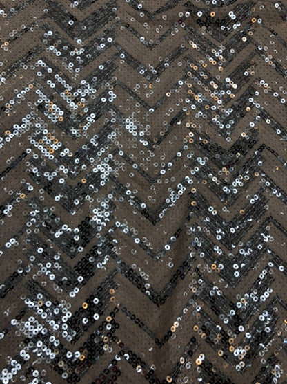 Mesh with viva sequins chevron design  blush/silver 2way stretch 52/54" Sold by the YD. Ships worldwide from Los Angeles California USA.