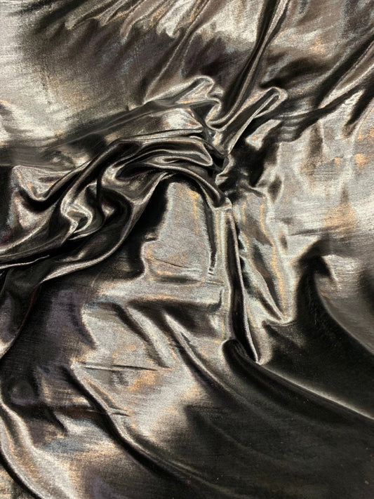 Silk lurex shining black velvet non stretch 55/57" Sold by the YD. Ships worldwide from Los Angeles California USA.