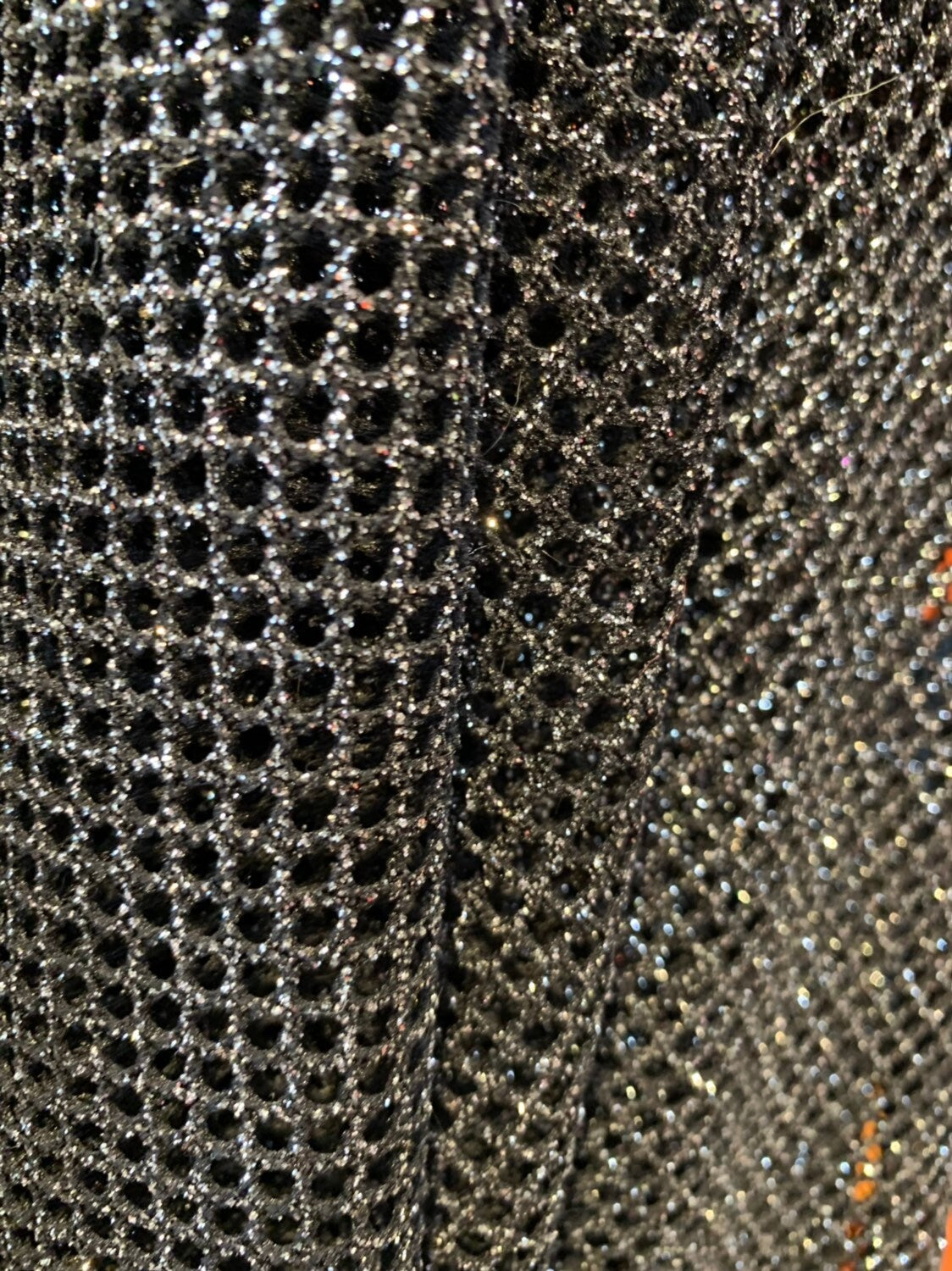 Glitter fish net Black/silver 2way stretch 58/60" Sold by the YD. Ships worldwide from Los Angeles California USA.