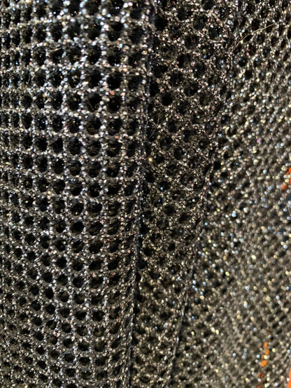 Glitter fish net Black/silver 2way stretch 58/60" Sold by the YD. Ships worldwide from Los Angeles California USA.