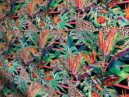 Leopard design print on heavy nylon spandex 4way stretch 58/60" Sold by the YD. Ships worldwide from Los Angeles California USA.