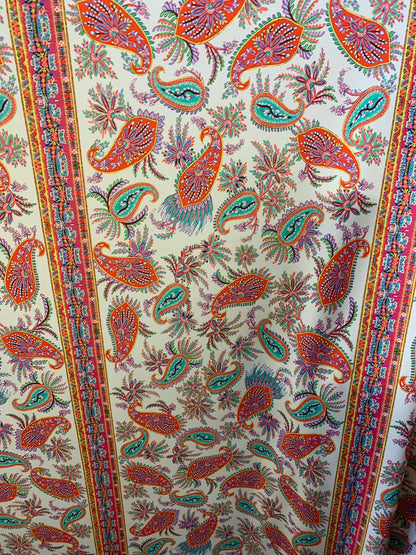 Paisley design multicolor print nylon spandex 4way stretch 58/60" Sold by the YD. Ships worldwide from Los Angeles California USA.