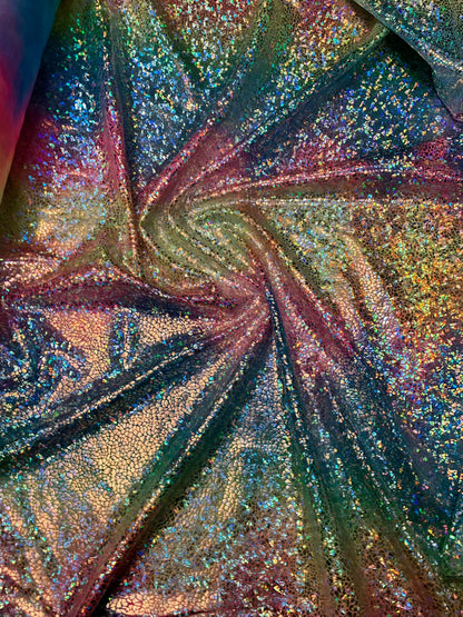 Unicorn rainbow metallic nylon spandex silver reptile print 4way stretch 58/60" Sold by the YD. Ships worldwide from Los Angeles California.